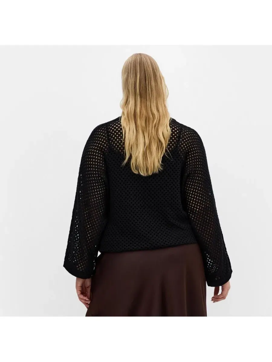 Топ женский с длинным рукавом, Crochet Knit CITY CHIC — изображение 2 из 5, черный