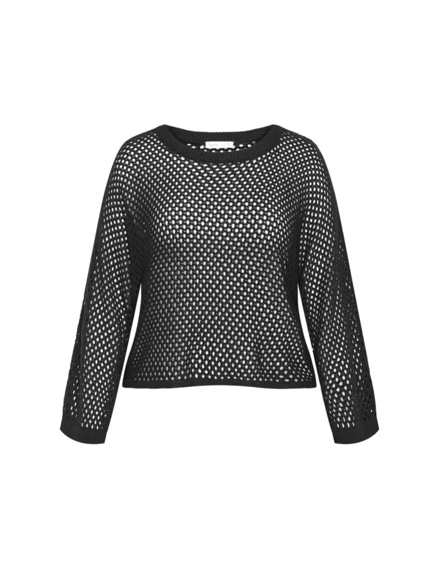 Топ женский с длинным рукавом, Crochet Knit CITY CHIC — изображение 4 из 5, черный