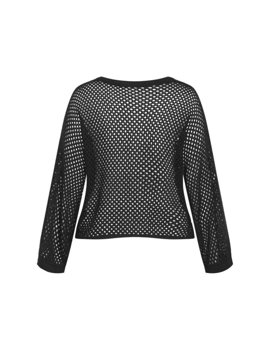 Топ женский с длинным рукавом, Crochet Knit CITY CHIC — изображение 5 из 5, черный