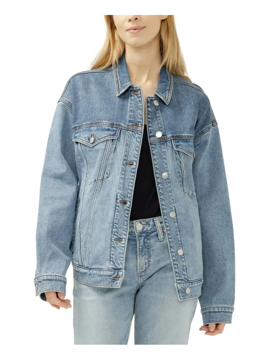 Женская куртка в западном стиле с принтом Silver Jeans Co. — серебристый