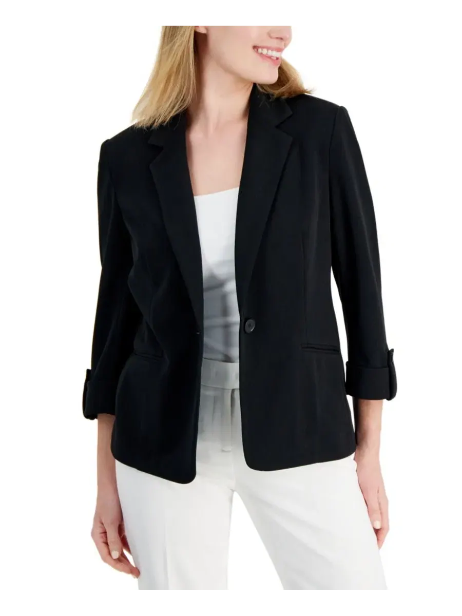 Комплект из 3 предметов: пиджак с рукавом 3/4, топ с разрезом и брюки Anne Klein Essentials — черный