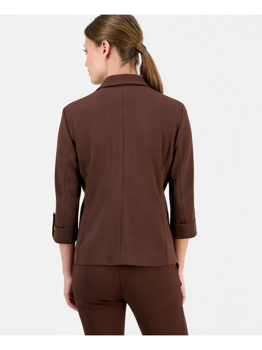 Комплект из блейзера, топа и брюк Anne Klein Essentials — изображение 2 из 6, коричневый