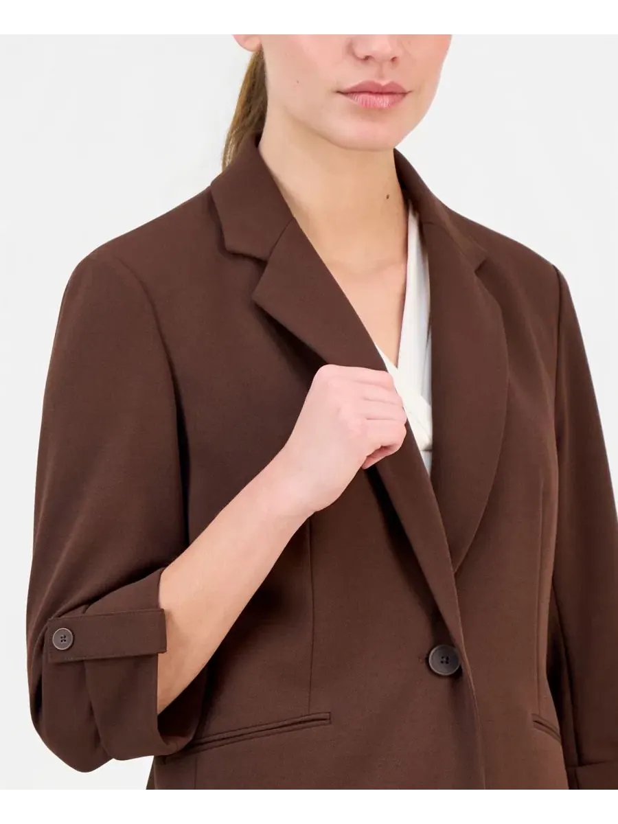 Комплект из блейзера, топа и брюк Anne Klein Essentials — изображение 3 из 6, коричневый
