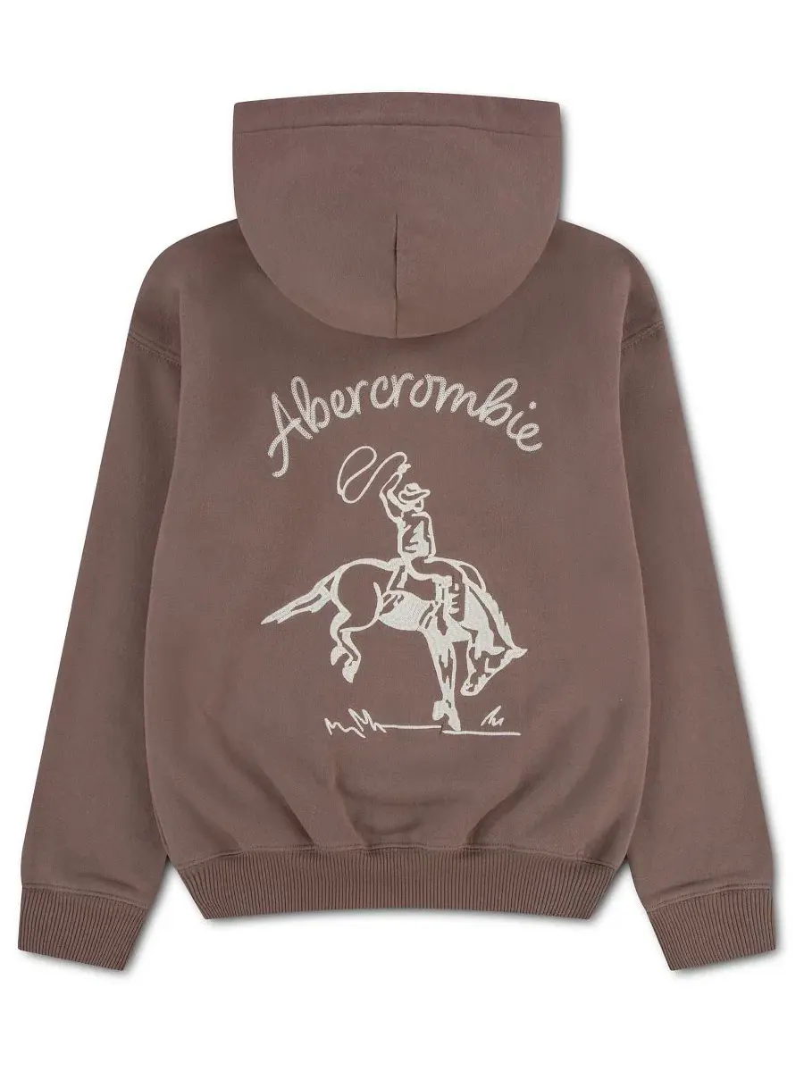 Детский худи с капюшоном с длинным рукавом Saddle Up abercrombie kids — изображение 2 из 8, тауп