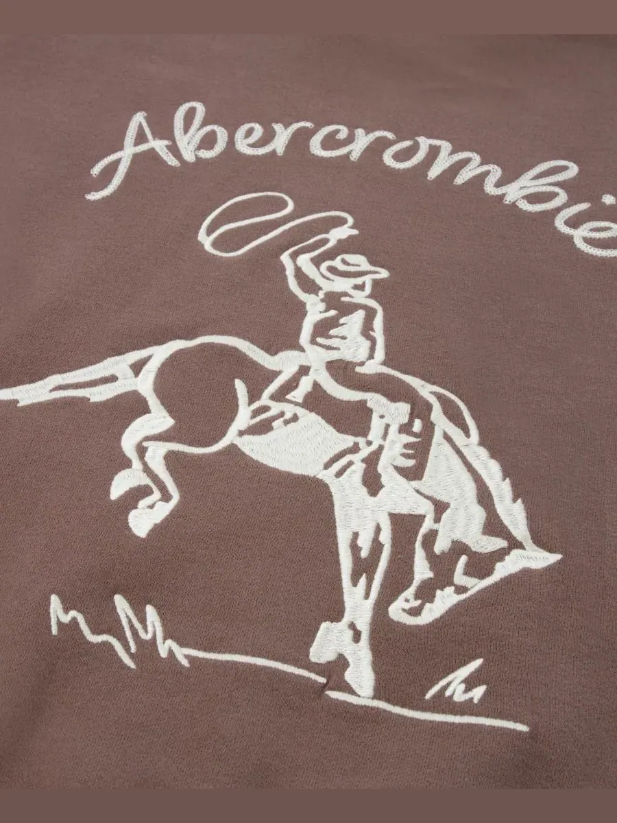 Детский худи с капюшоном с длинным рукавом Saddle Up abercrombie kids — изображение 3 из 8, тауп
