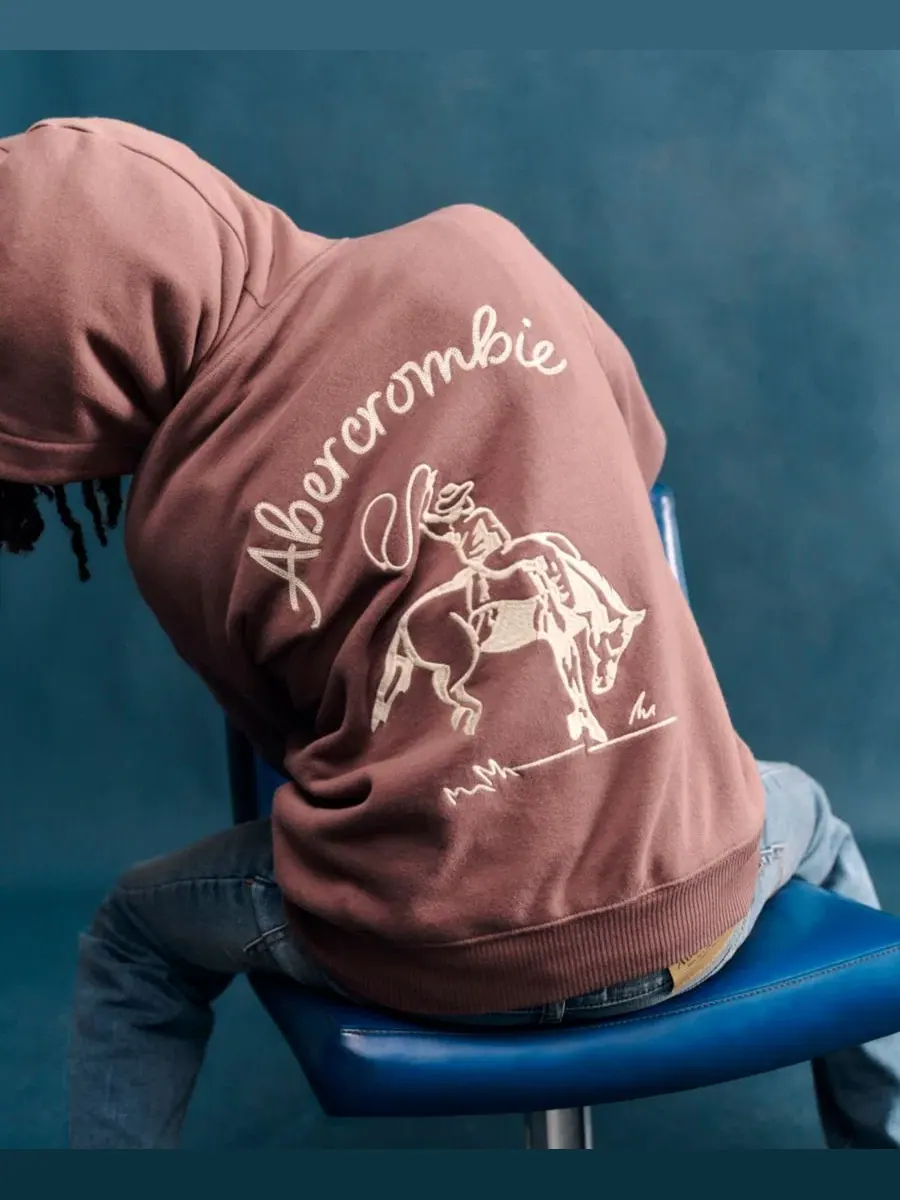 Детский худи с капюшоном с длинным рукавом Saddle Up abercrombie kids — изображение 7 из 8, тауп