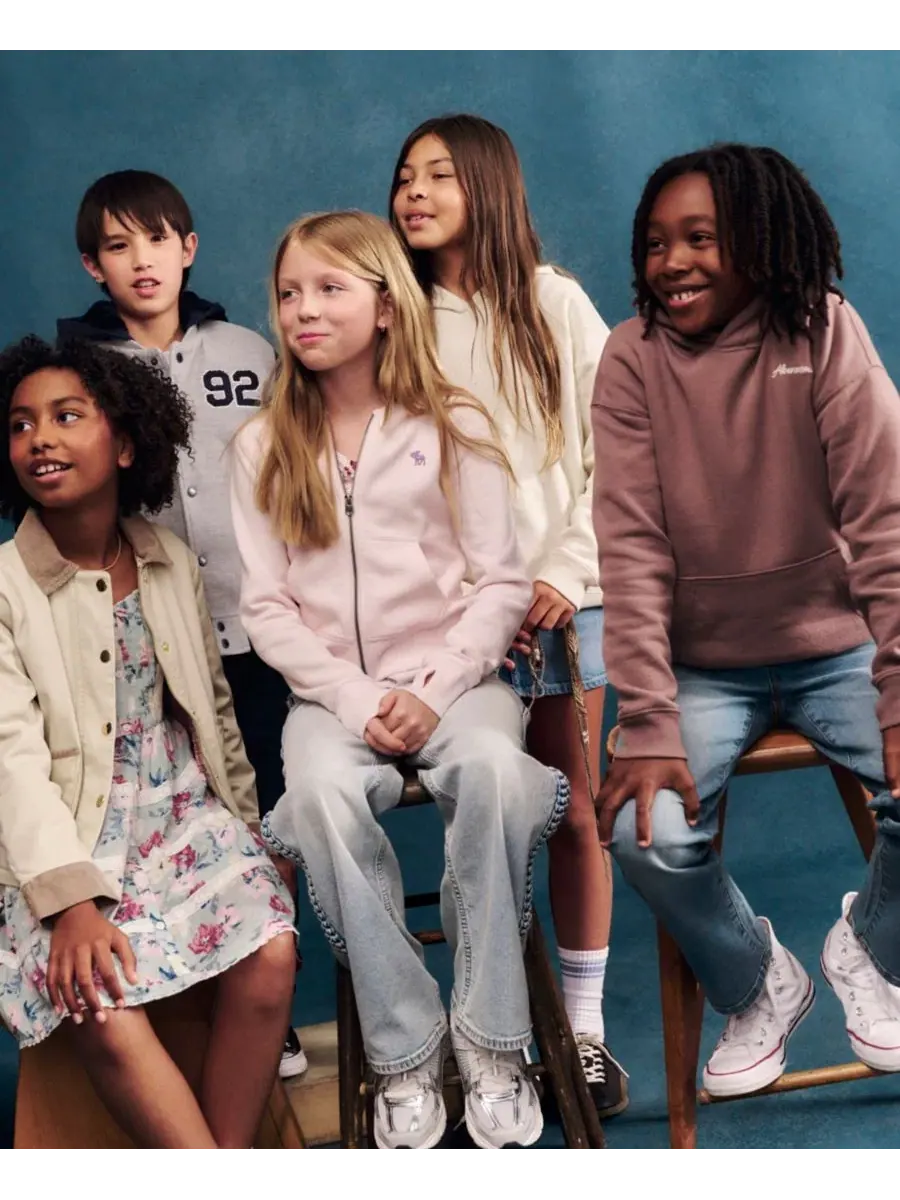 Детский худи с капюшоном с длинным рукавом Saddle Up abercrombie kids — изображение 8 из 8, тауп