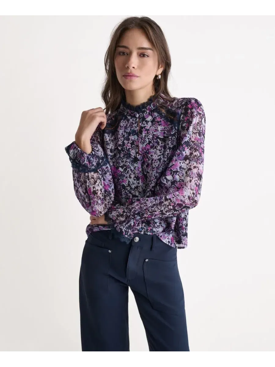 Топ с принтом, с высоким вырезом и длинным рукавом BCBG