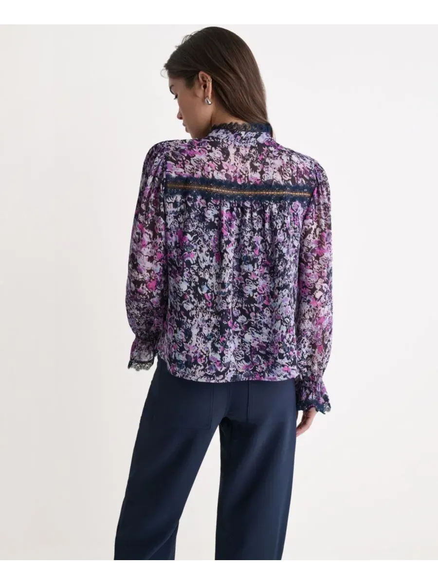 Топ с принтом, с высоким вырезом и длинным рукавом BCBG — изображение 4 из 7, синий море