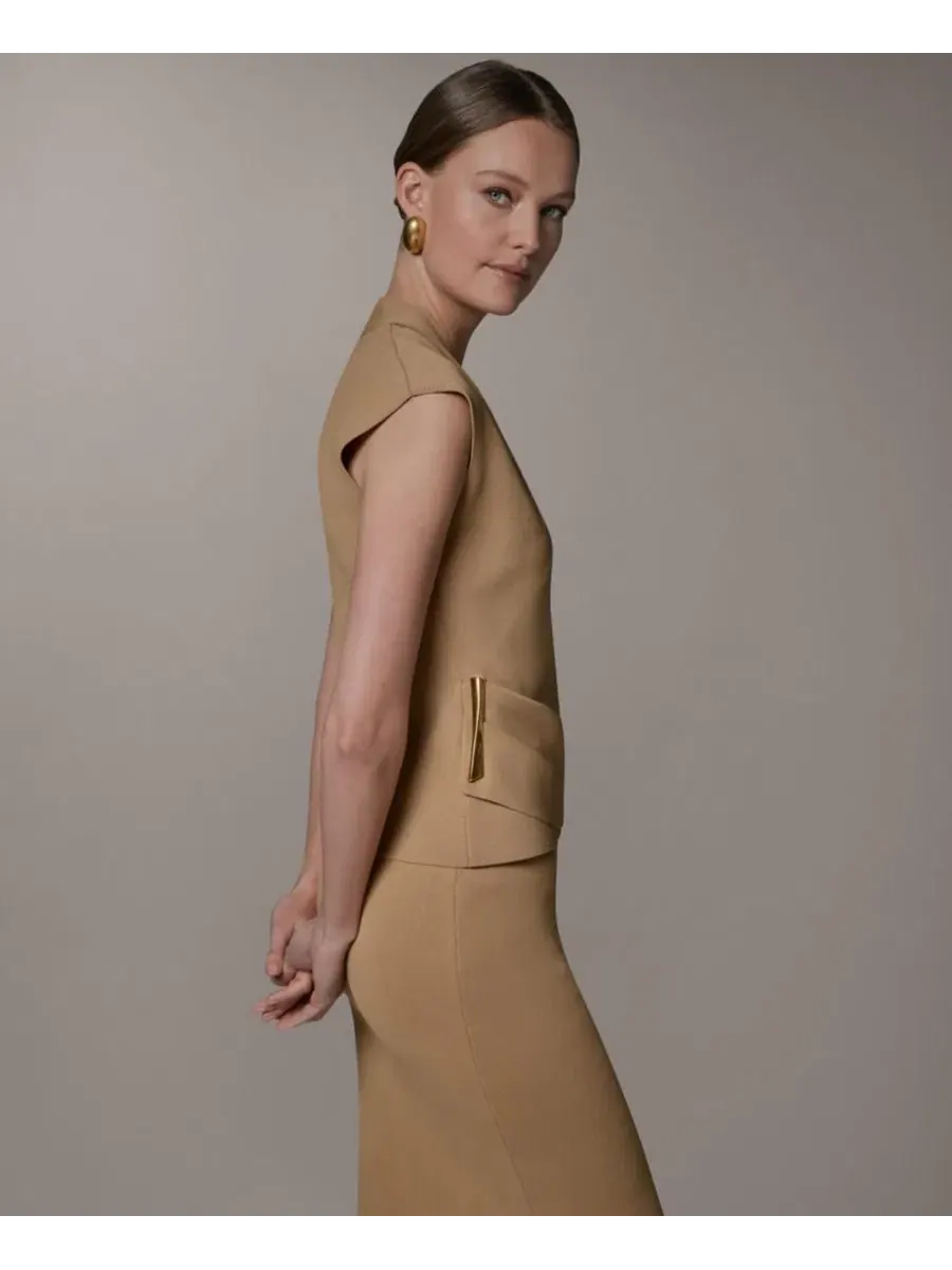Женский свитер без рукавов с V-образным вырезом Donna Karan New York — изображение 3 из 15, олененок