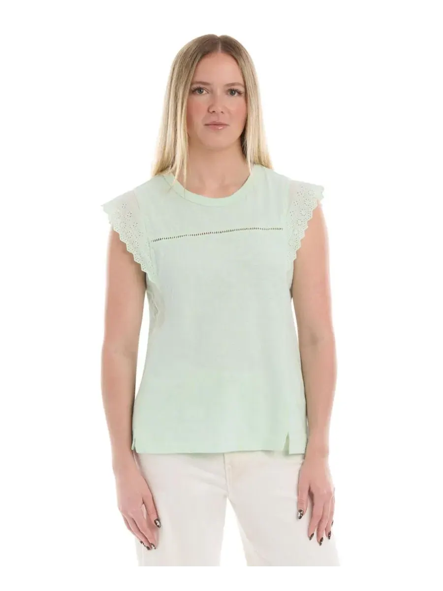 Футболка с рукавом-крылышком Eyelet Cap Sleeve Tee WILT — изображение 1 из 5, бай