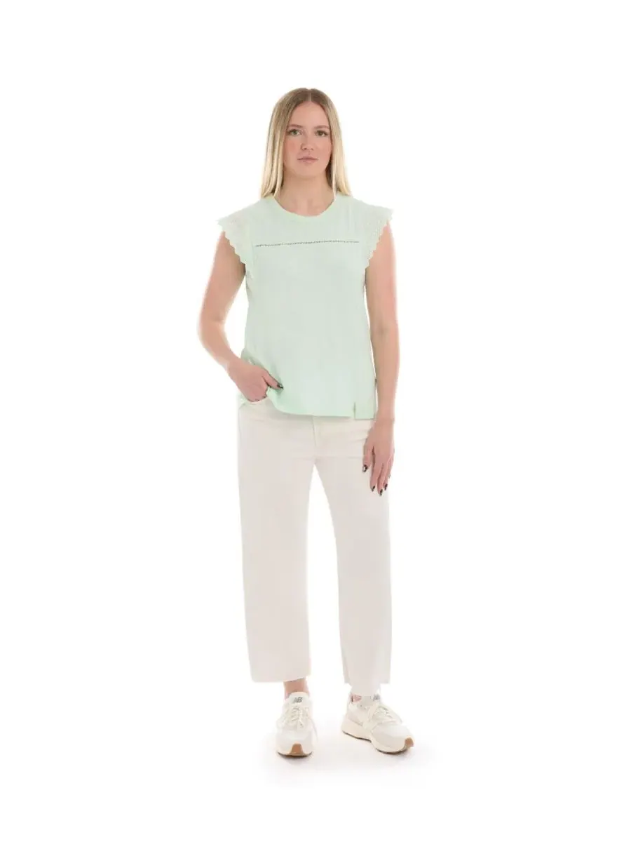 Футболка с рукавом-крылышком Eyelet Cap Sleeve Tee WILT — изображение 2 из 5, бай