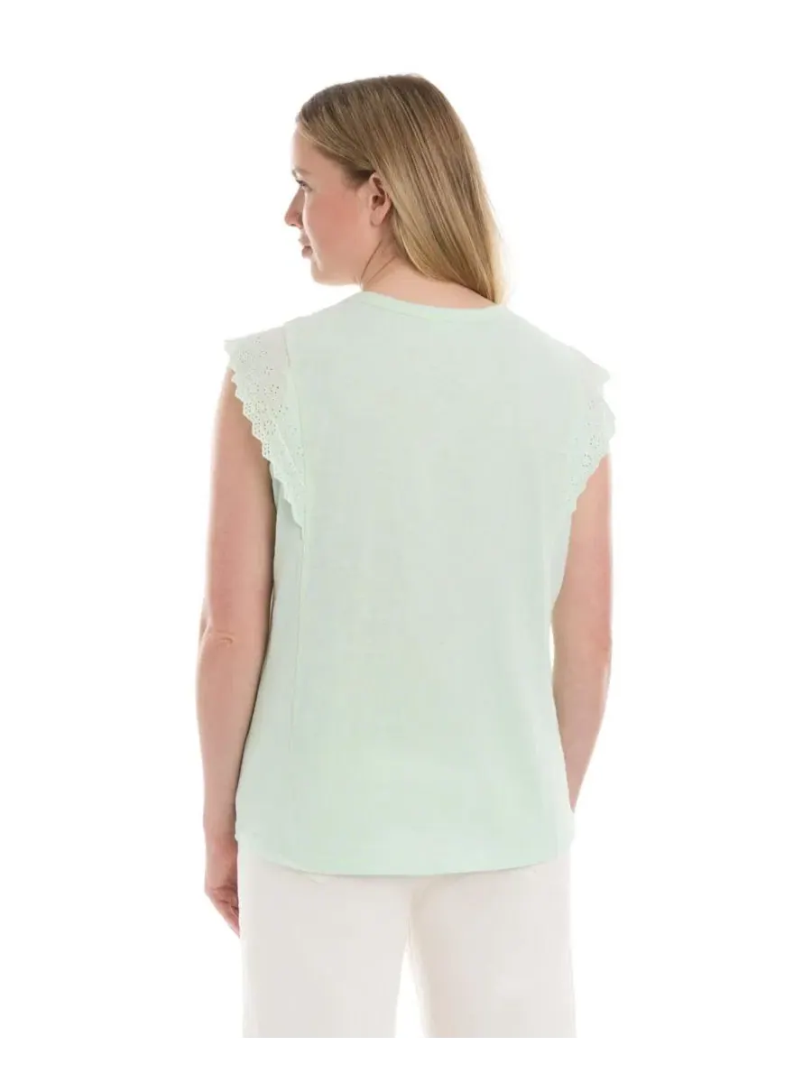 Футболка с рукавом-крылышком Eyelet Cap Sleeve Tee WILT — изображение 3 из 5, бай