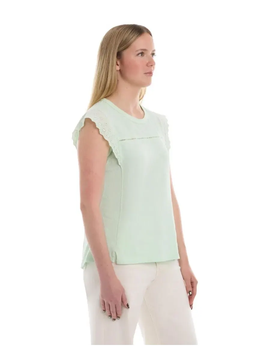 Футболка с рукавом-крылышком Eyelet Cap Sleeve Tee WILT — изображение 4 из 5, бай