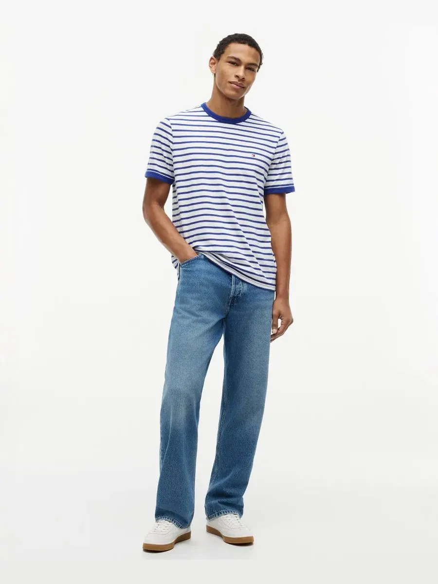 Футболка с принтом в полоску Slub Yarn-Dye Stripe Tommy Hilfiger — изображение 2 из 4, синий/белый