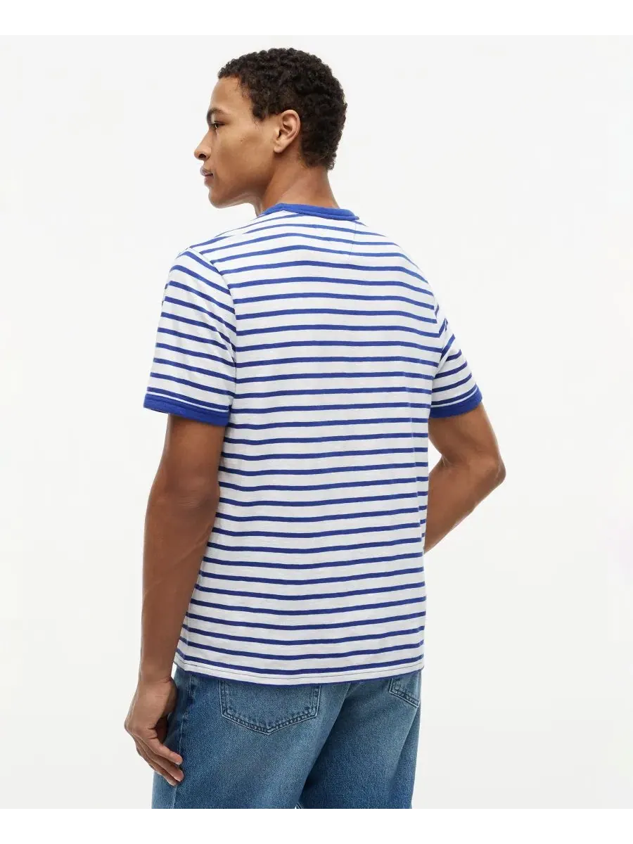 Футболка с принтом в полоску Slub Yarn-Dye Stripe Tommy Hilfiger — изображение 4 из 4, синий/белый