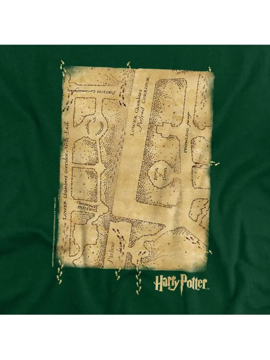Футболка с принтом Marauders Map Interior Harry Potter — изображение 2 из 3, зеленый