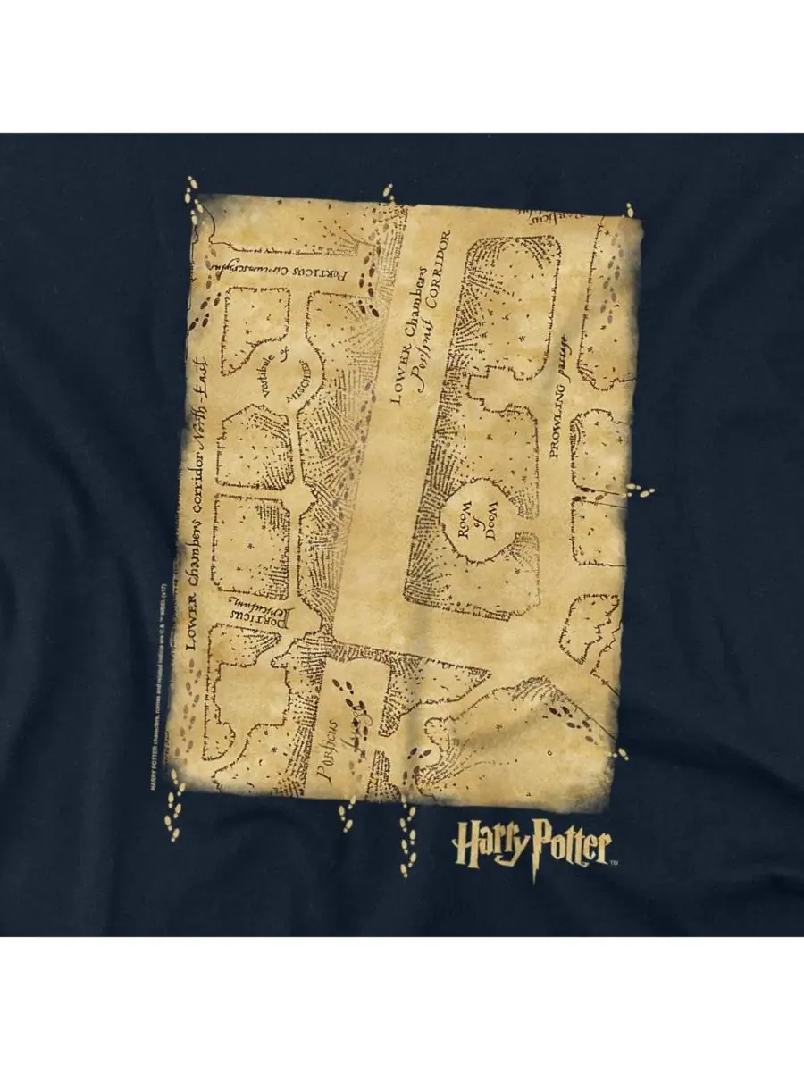 Футболка с принтом Marauders Map Interior Harry Potter — изображение 3 из 3, темно-синий