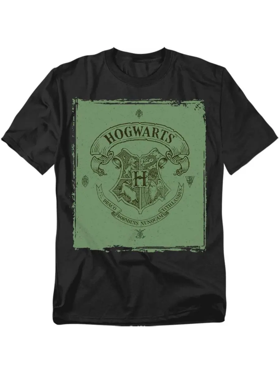 Футболка с принтом Hogwarts Crest On Green Parchment Harry Potter — изображение 1 из 3, черный
