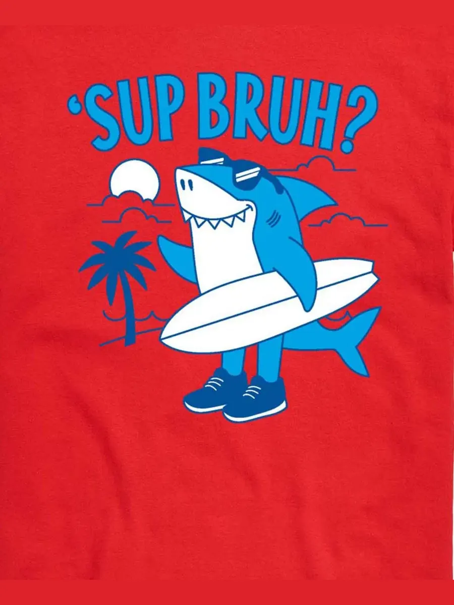 Футболка с принтом Sup Bruh Shark AIRWAVES — изображение 3 из 3, красный