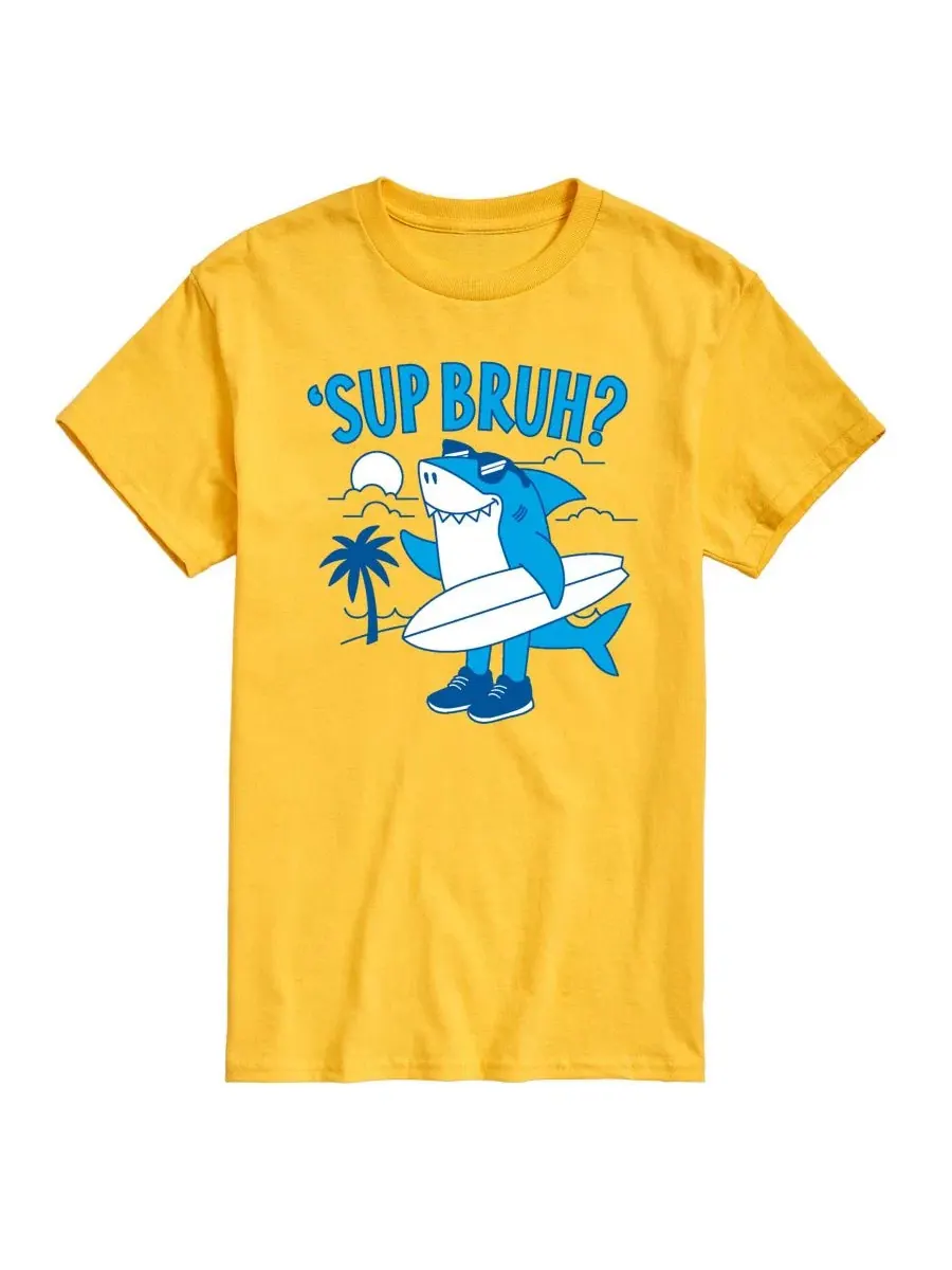 Футболка с принтом Sup Bruh Shark AIRWAVES — изображение 1 из 3, желтый