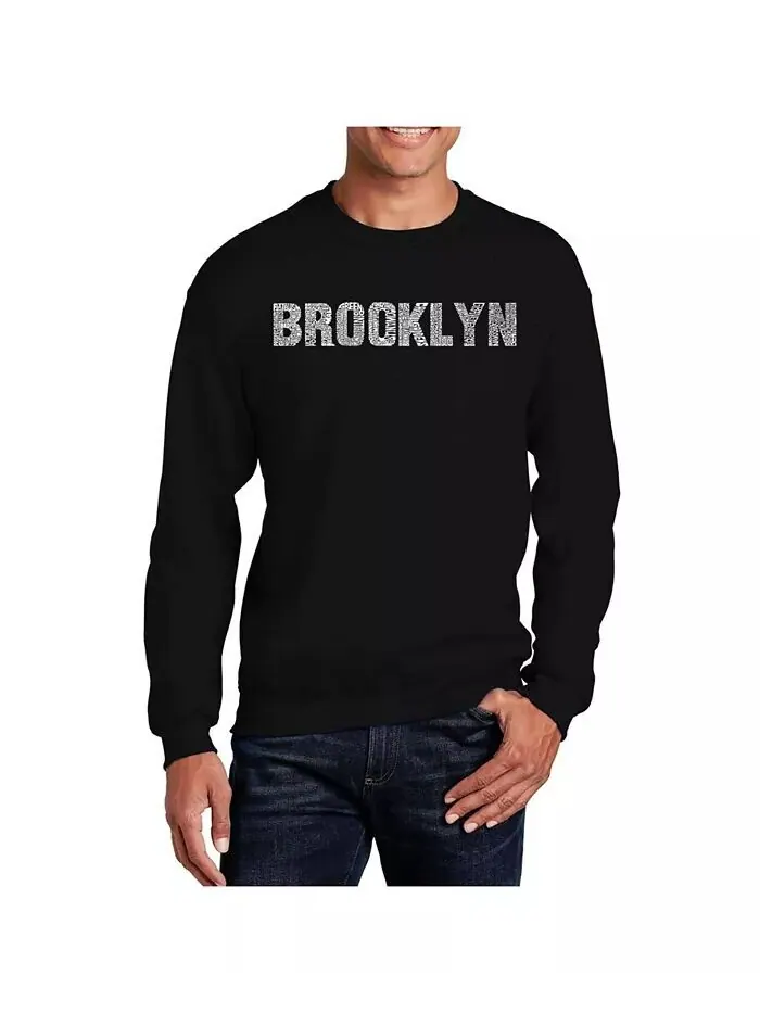 Мужская толстовка с круглым вырезом Word Art Brooklyn Neighborhoods LA Pop Art — изображение 1 из 2, черный