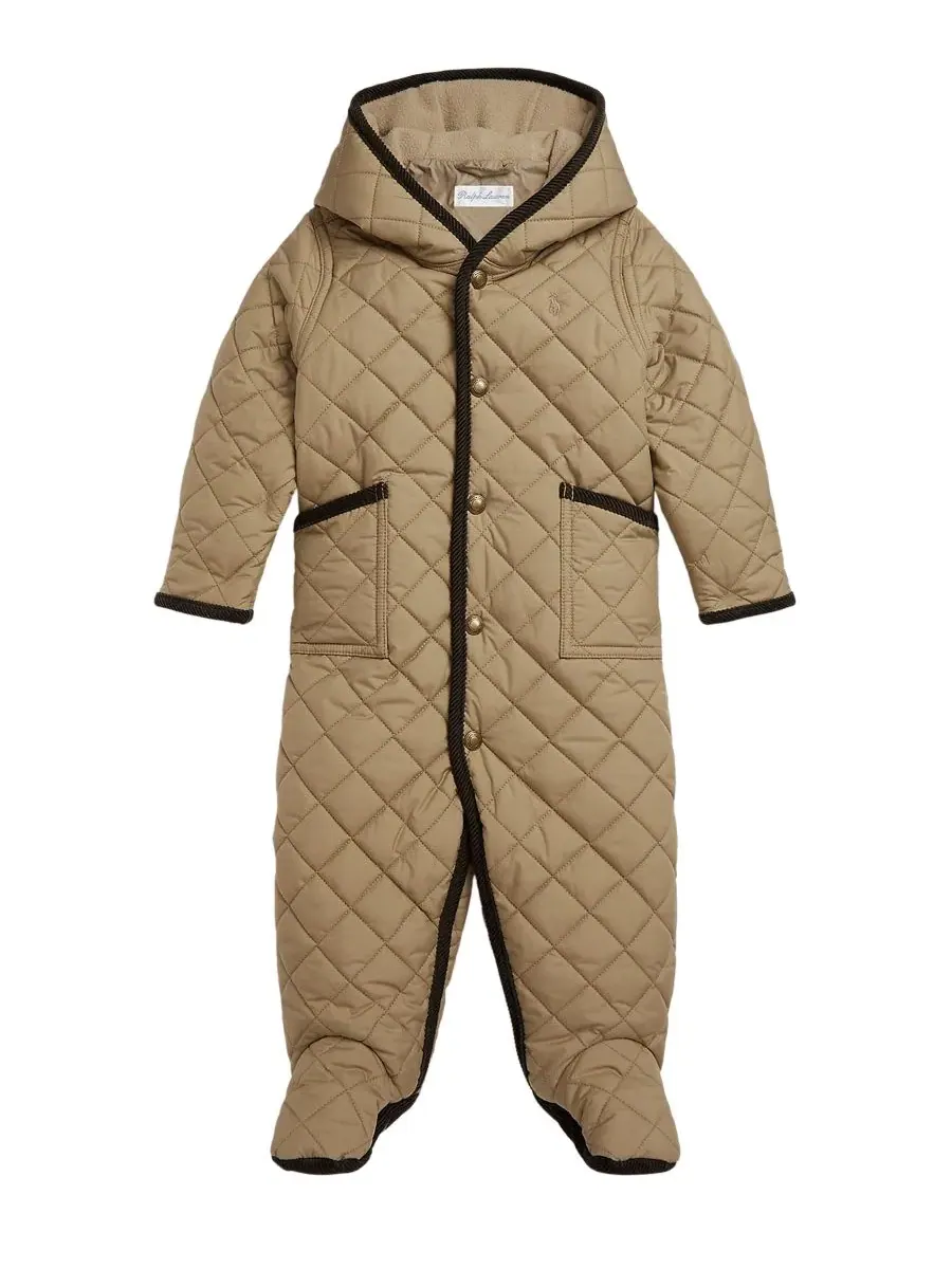Комбинезон-конверт с капюшоном, стеганый, с длинным рукавом Polo Ralph Lauren — изображение 1 из 3, хаки