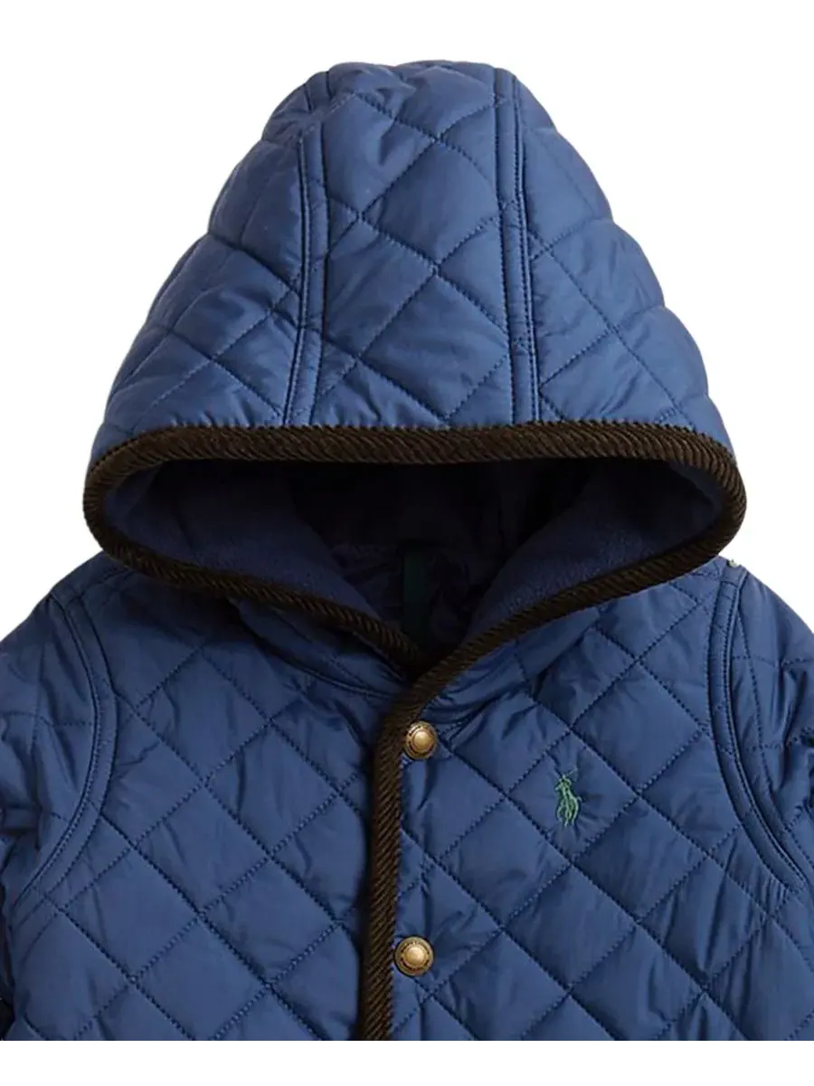 Детский комбинезон-конверт с капюшоном Long Sleeves Polo Ralph Lauren — изображение 3 из 4, темно-синий