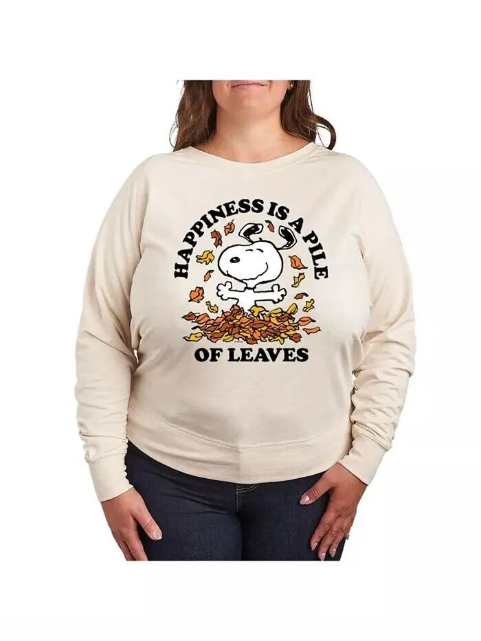 Футболка-пуловер с принтом осенних листьев Peanuts размера плюс Hybrid Apparel — изображение 1 из 3, бежевый/хаки
