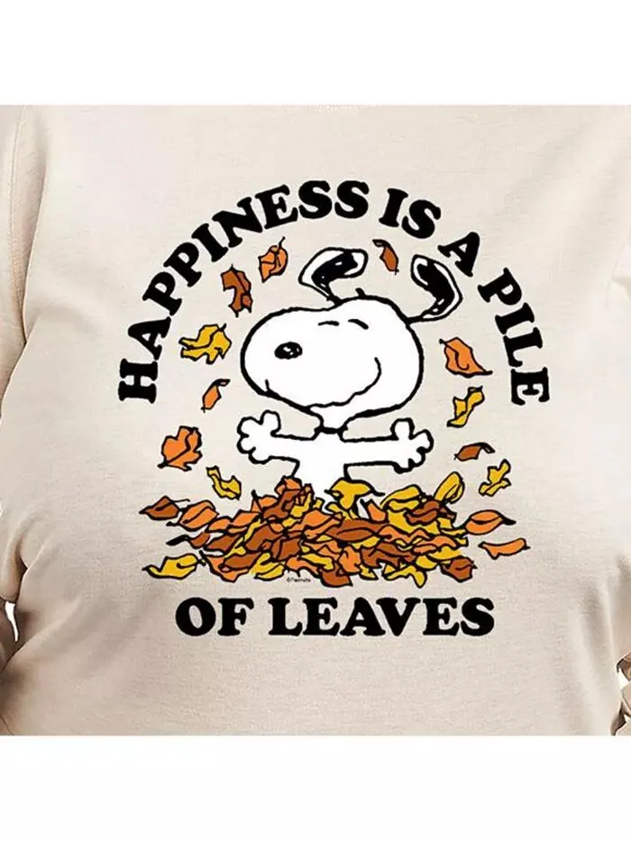 Футболка-пуловер с принтом осенних листьев Peanuts размера плюс Hybrid Apparel — изображение 3 из 3, бежевый/хаки