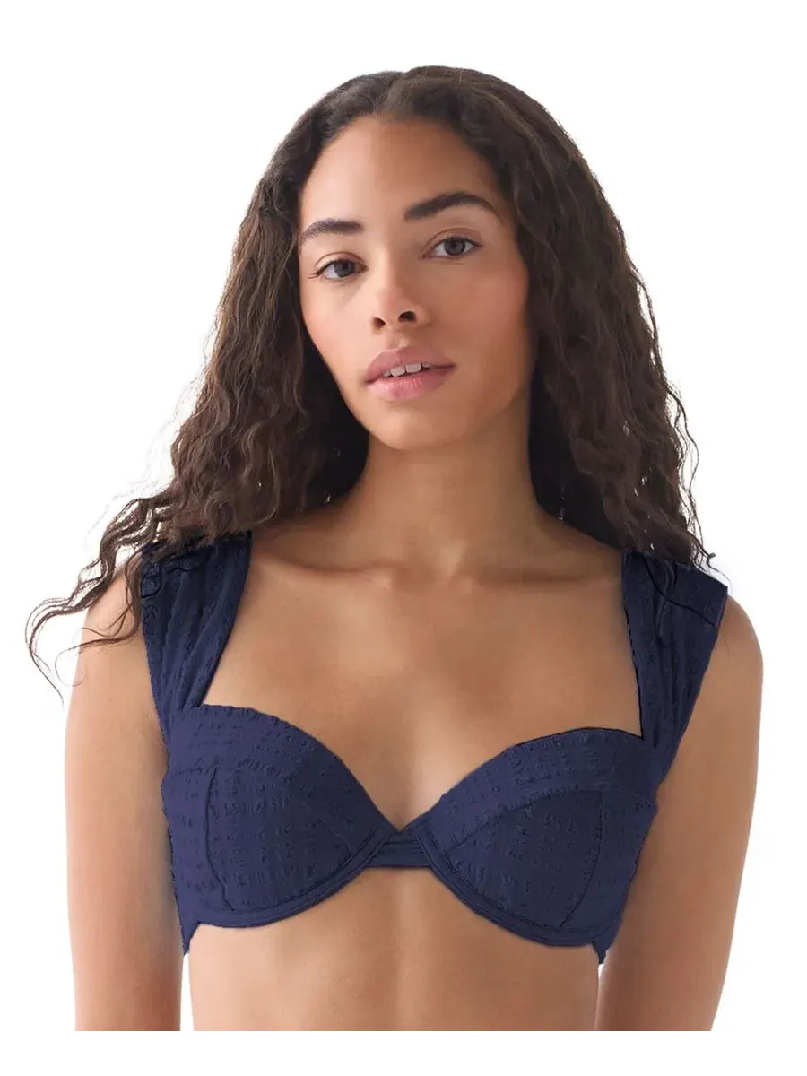 Бикини-топ с чашками и косточками Sweetheart Neck Underwire kate spade new york — изображение 1 из 5, темно-синий