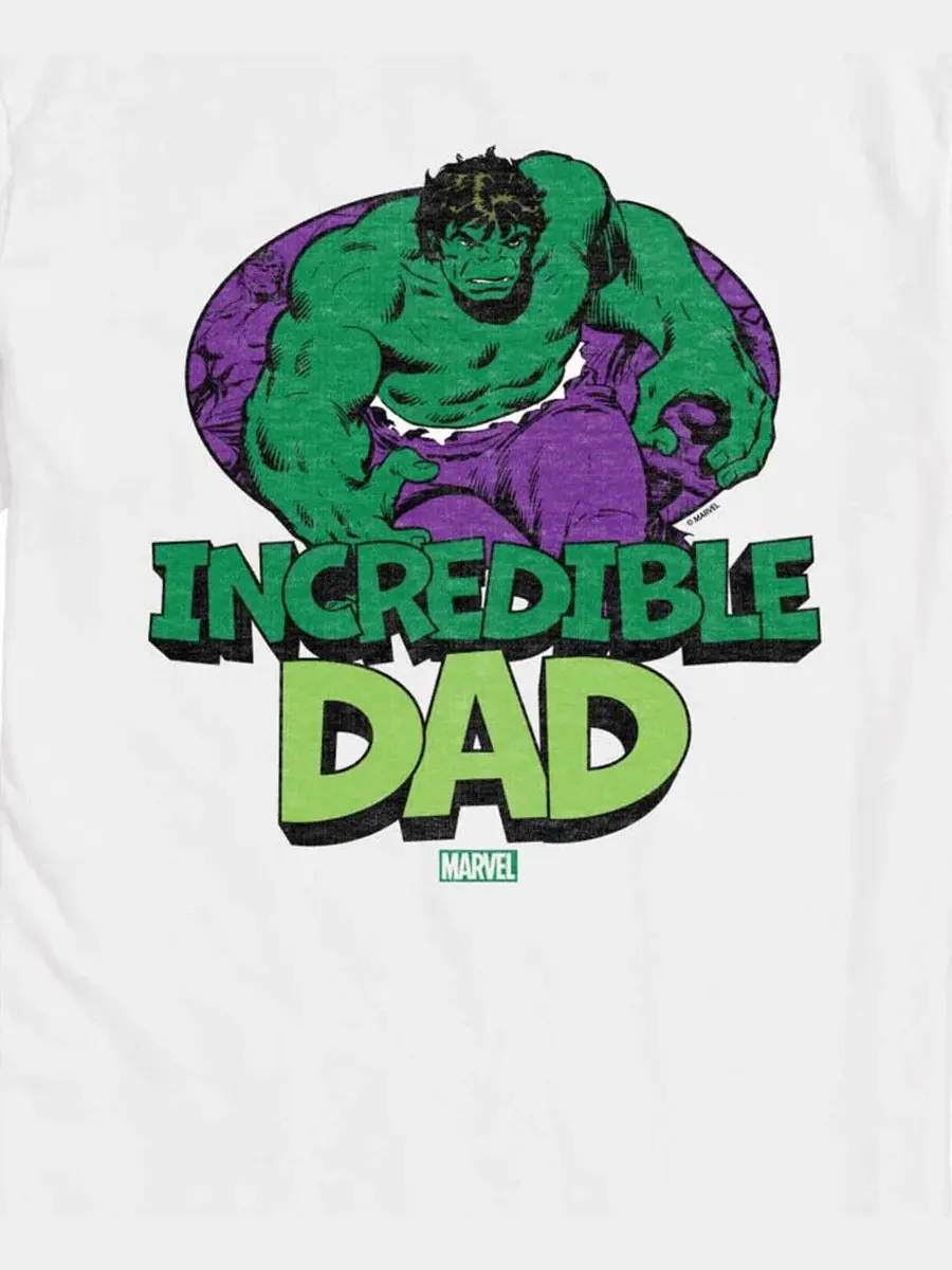 Футболка с коротким рукавом с принтом The Hulk Incredible Dad AIRWAVES — изображение 3 из 3, белый