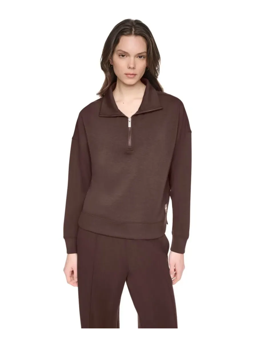 Свитшот с высоким воротником и полузамком, из стрейч-скубы DKNY Sport — изображение 2 из 8, эспрессо