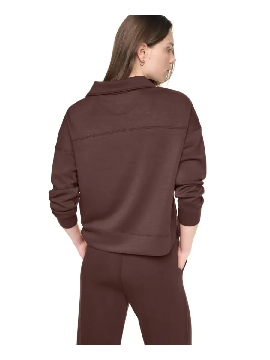 Свитшот с высоким воротником и полузамком, из стрейч-скубы DKNY Sport — изображение 5 из 8, эспрессо