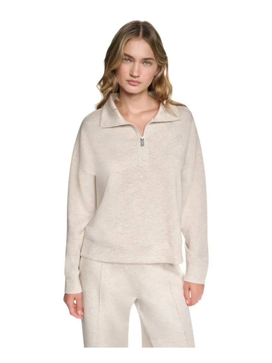 Свитшот с высоким воротником и полузамком из стрейч-скубы DKNY Sport, Cortado Heather — изображение 2 из 10