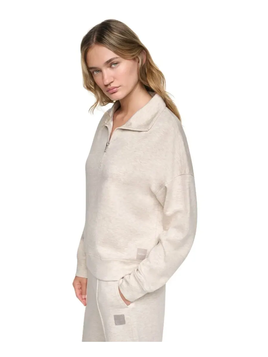 Свитшот с высоким воротником и полузамком из стрейч-скубы DKNY Sport, Cortado Heather — изображение 3 из 10