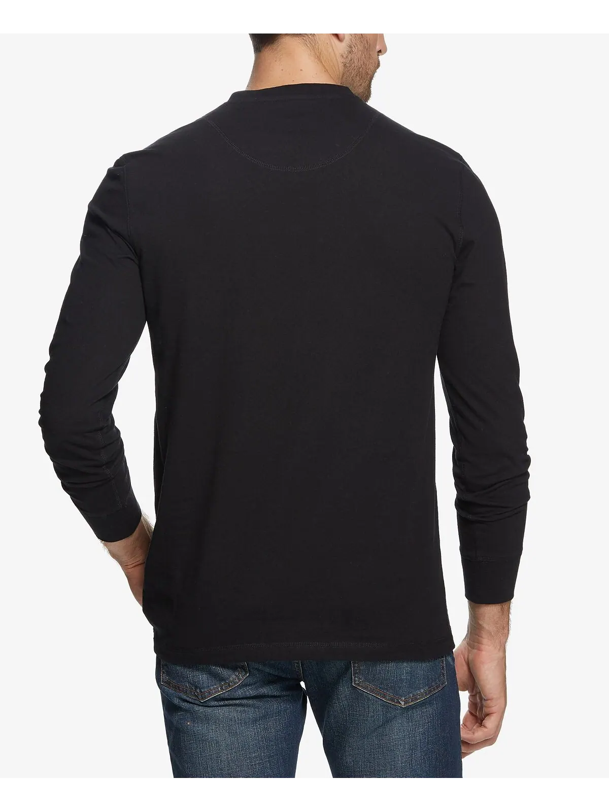 Мужская футболка henley из матового джерси с длинным рукавом Weatherproof Vintage — изображение 3 из 3, черный