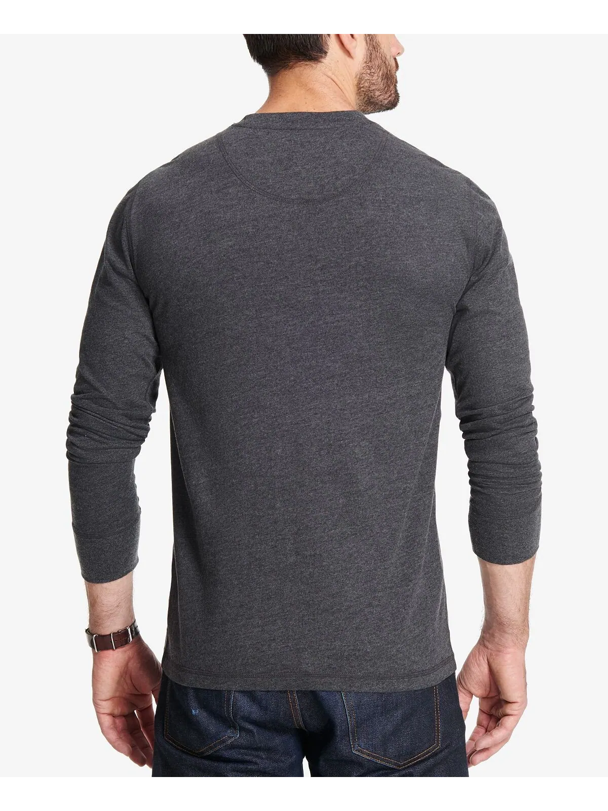 Мужская футболка henley из матового джерси с длинным рукавом Weatherproof Vintage — изображение 3 из 3, черный