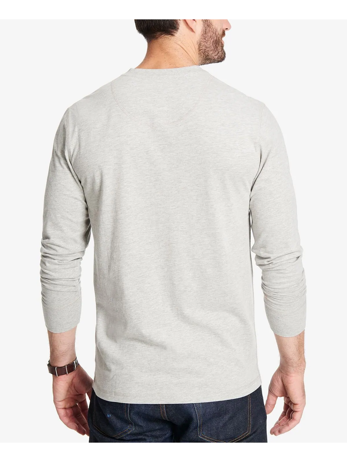 Мужская футболка henley из матового джерси с длинным рукавом Weatherproof Vintage — изображение 3 из 3, светлый серый