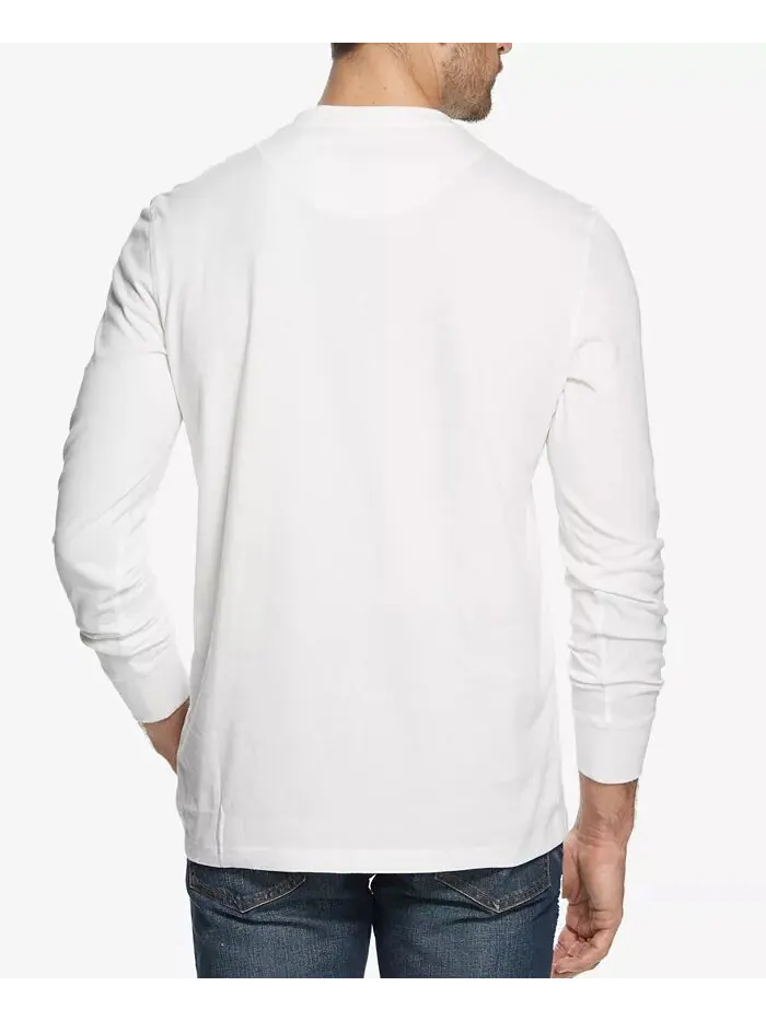 Мужская футболка Henley из матового джерси с длинным рукавом Weatherproof Vintage — изображение 3 из 3, белый
