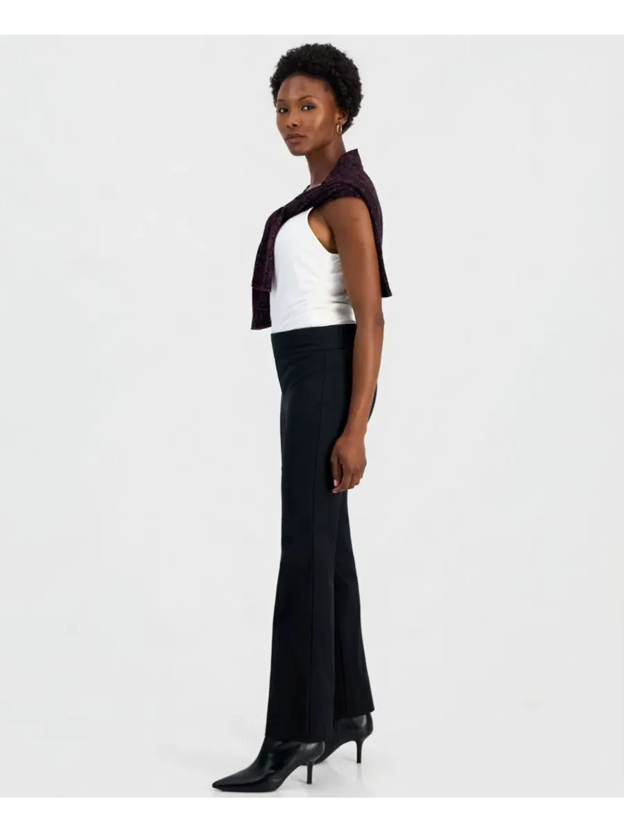 Брюки-клеш с высокой посадкой би-стрейч Petite Pull-On I.N.C. International Concepts — изображение 4 из 4, глубокий черный