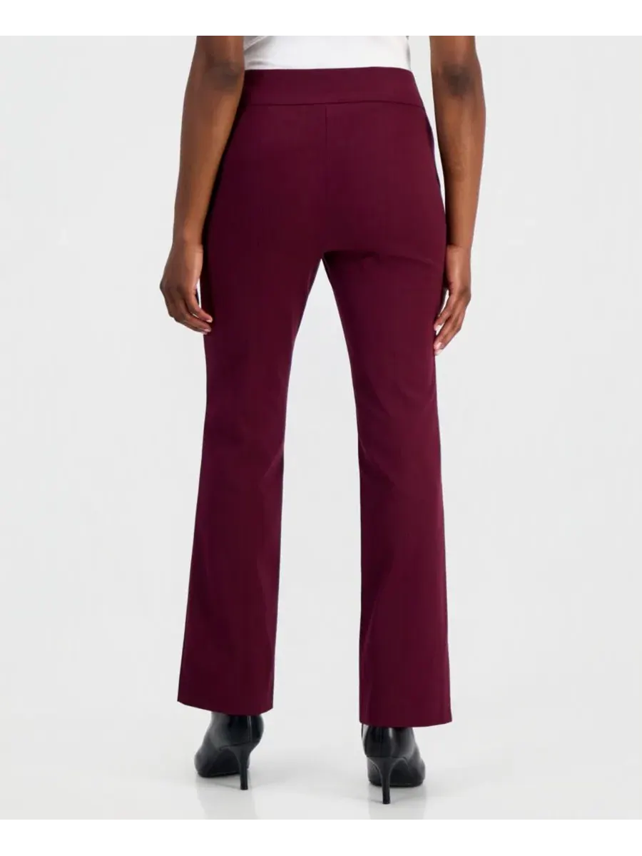 Брюки-бананы с завышенной талией, модель Petite Pull-On Bi-Stretch Bootcut I.N.C. International — изображение 2 из 4, винный