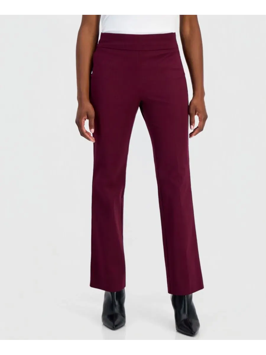 Брюки-бананы с завышенной талией, модель Petite Pull-On Bi-Stretch Bootcut I.N.C. International — изображение 3 из 4, винный