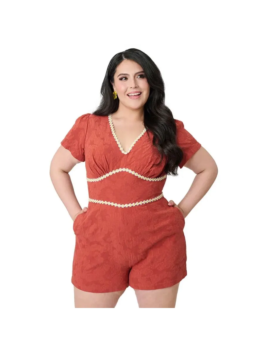 Боди-комбинезон с принтом Daisy Plus Size Unique Vintage — белый