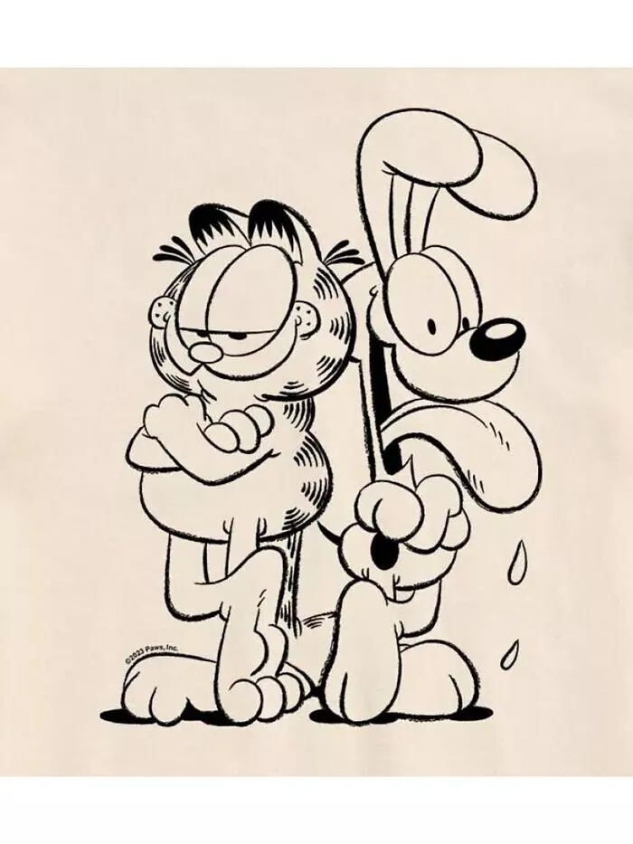 Мужская футболка с короткими рукавами Hybrid Apparel Garfield and Odie AIRWAVES — изображение 3 из 3, бежевый