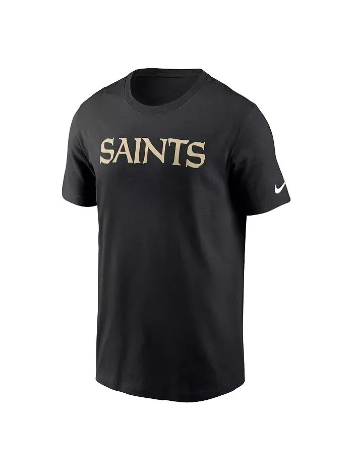 Мужская черная футболка New Orleans Saints Primetime Wordmark Essential Nike — изображение 3 из 3