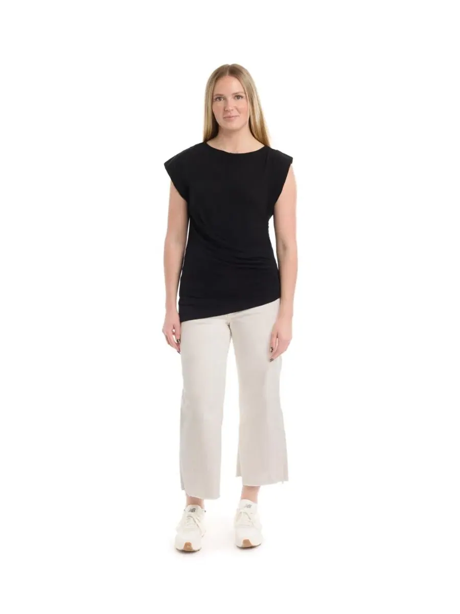 Футболка с лодочным вырезом и закатанными рукавами, модель Boat Neck Rolled Cuff WILT — изображение 2 из 9, черный