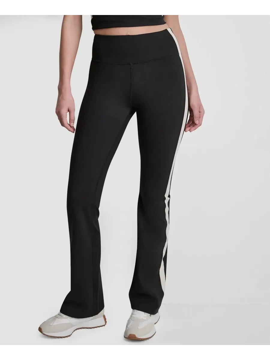 Леггинсы с боковой полосой и высокой посадкой с расклешенным низом DKNY Sport — изображение 1 из 6, черный