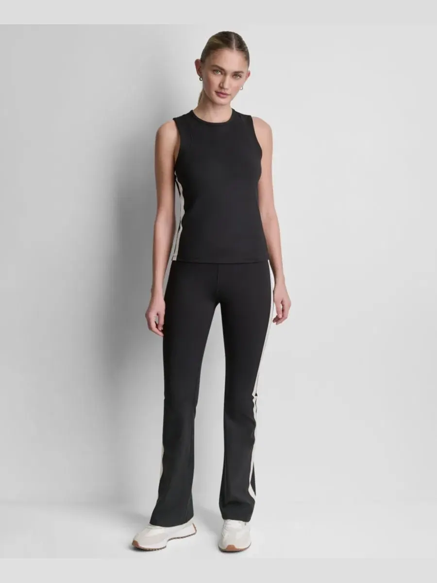 Леггинсы с боковой полосой и высокой посадкой с расклешенным низом DKNY Sport — изображение 2 из 6, черный