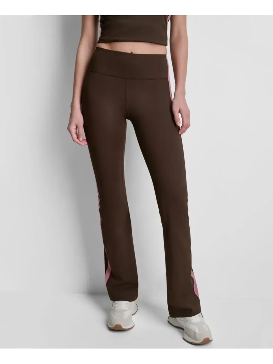 Леггинсы с высокой посадкой и расклешенными штанинами Side-Stripe High-Rise Flared Leggings DKNY — изображение 1 из 5